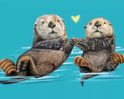 Beaver Holding Hands Diamond Painting