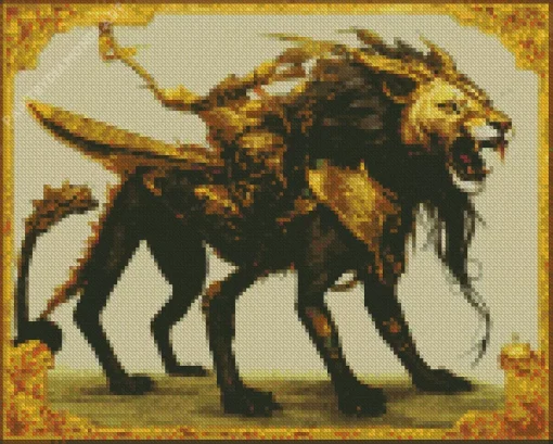 Black And Gold Lion Diamond Painting