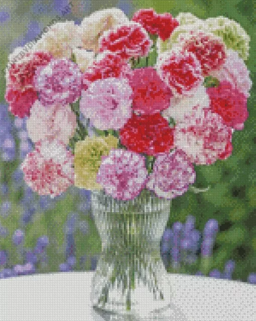 Blooming Carnation Vase Diamond Painting