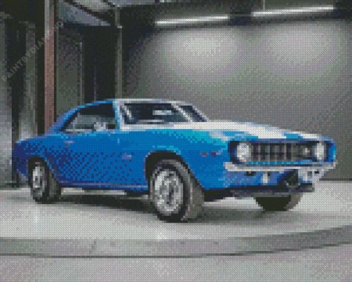 Blue 1969 Camaro Car Diamond Painting