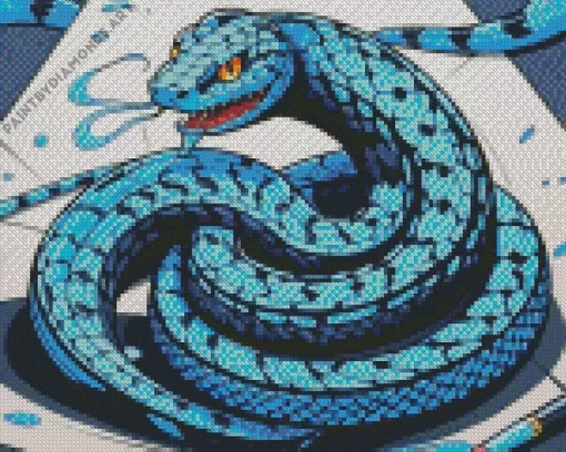 Blue And Black Snake Diamond Painting