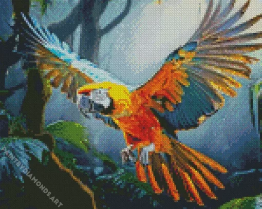 Blue And Gold Macaw Bird Diamond Painting