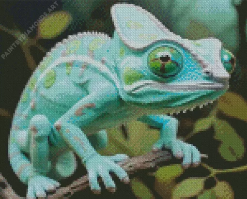 Blue And Green Chameleon Diamond Painting