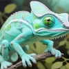 Blue And Green Chameleon Diamond Painting