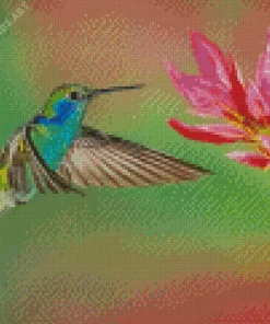 Blue And Green Hummingbird Flying Diamond Painting