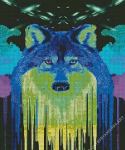 Blue And Green Wolf Art Diamond Painting