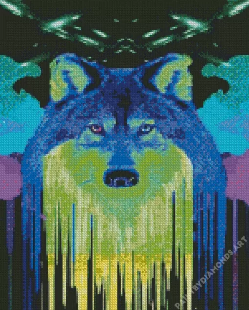 Blue And Green Wolf Art Diamond Painting