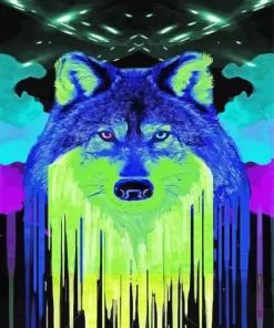 Blue And Green Wolf Art Diamond Painting