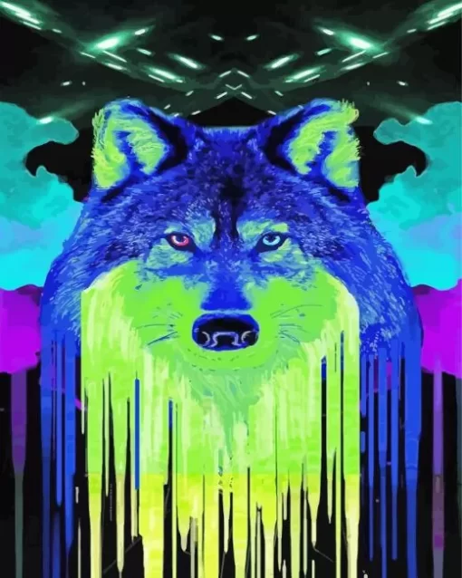 Blue And Green Wolf Art Diamond Painting