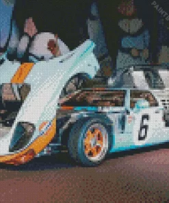 Blue And Orange GT40 Car Diamond Painting