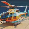 Blue And Orange Helicopter Diamond Painting