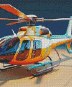 Blue And Orange Helicopter Diamond Painting