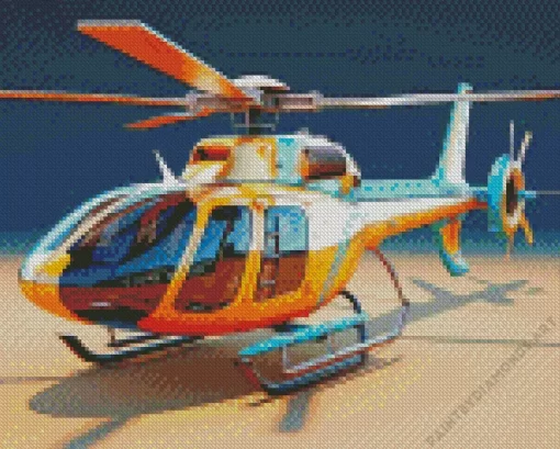 Blue And Orange Helicopter Diamond Painting