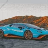 Blue And Orange Lamborghini Diamond Painting