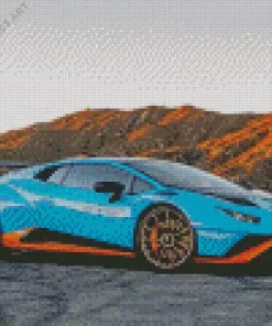 Blue And Orange Lamborghini Diamond Painting