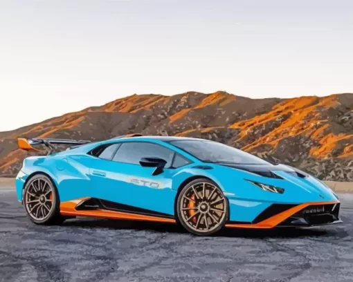 Blue And Orange Lamborghini Diamond Painting