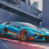 Blue And Orange Lamborghini Car Diamond Painting