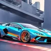 Blue And Orange Lamborghini Car Diamond Painting