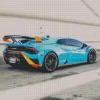 Blue And Orange Lamborghini Sport Car Diamond Painting