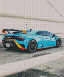 Blue And Orange Lamborghini Sport Car Diamond Painting