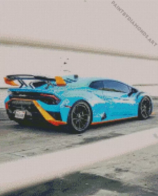 Blue And Orange Lamborghini Sport Car Diamond Painting