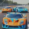 Blue And Orange Race Cars Diamond Painting