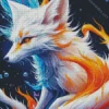 Blue And Orange White Fox Diamond Painting