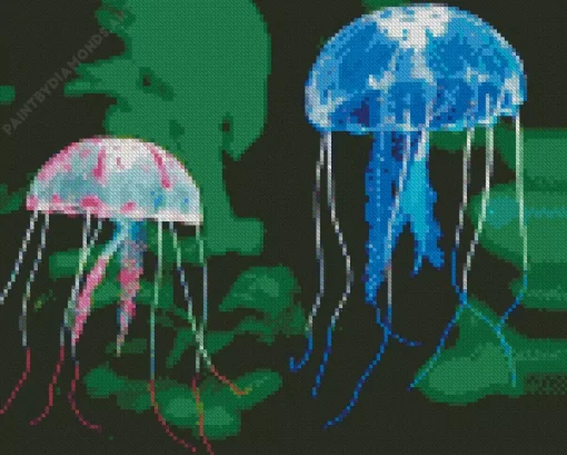 Blue And Pink Jellyfish Diamond Painting