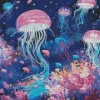 Blue And Pink Jellyfish Underwater Diamond Painting