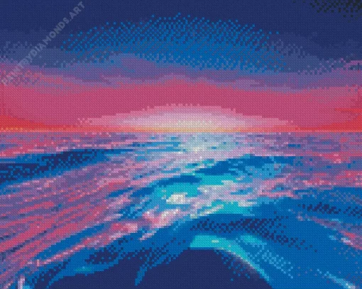 Blue And Pink Sunset Sea Diamond Painting