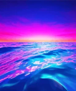 Blue And Pink Sunset Sea Diamond Painting