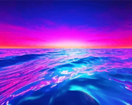 Blue And Pink Sunset Sea Diamond Painting