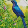 Blue And Purple Bird On Stick Diamond Painting