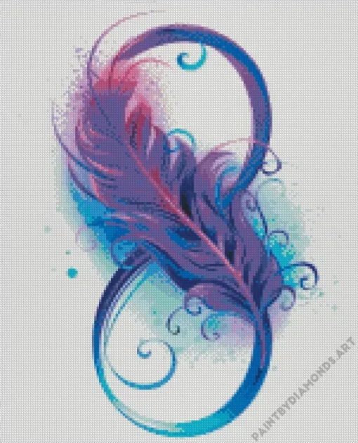 Blue And Purple Feather Diamond Painting