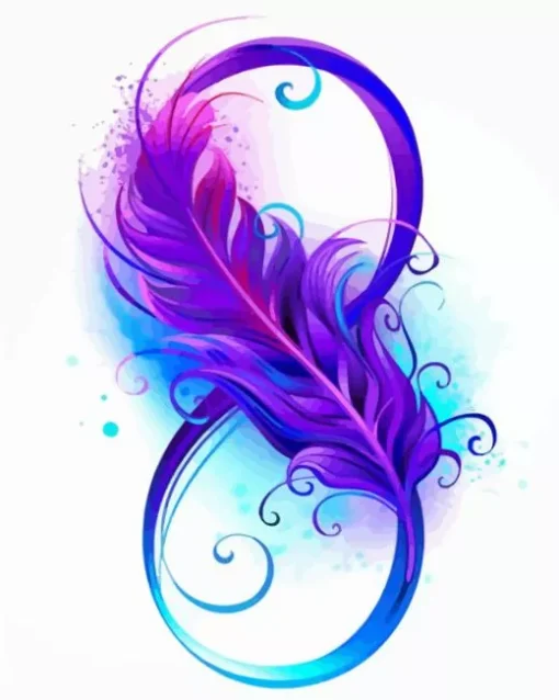 Blue And Purple Feather Diamond Painting