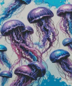 Blue And Purple Jellyfish Diamond Painting