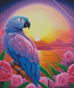 Blue And Purple Parrot Diamond Painting