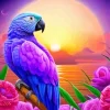 Blue And Purple Parrot Diamond Painting