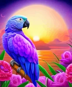 Blue And Purple Parrot Diamond Painting