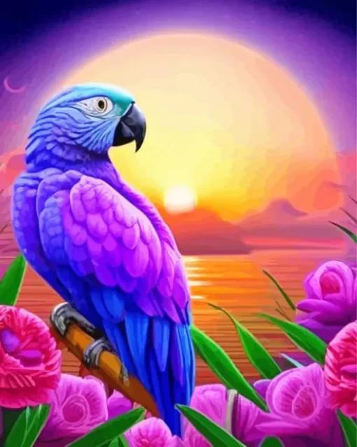 Blue And Purple Parrot Diamond Painting