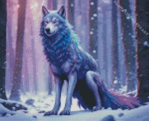 Blue And Purple Wolf Diamond Painting