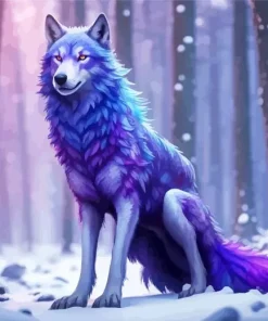 Blue And Purple Wolf Diamond Painting