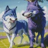 Blue And Purple Wolves Diamond Painting