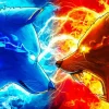 Blue And Red Fire Wolf Art Diamond Painting