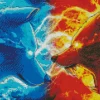 Blue And Red Fire Wolf Art Diamond Painting