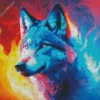 Blue And Red Fire Wolf Diamond Painting