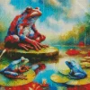 Blue And Red Frogs Diamond Painting