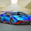 Blue And Red Lamborghini Diamond Painting