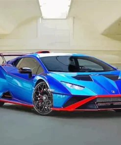 Blue And Red Lamborghini Diamond Painting