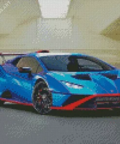 Blue And Red Lamborghini Diamond Painting